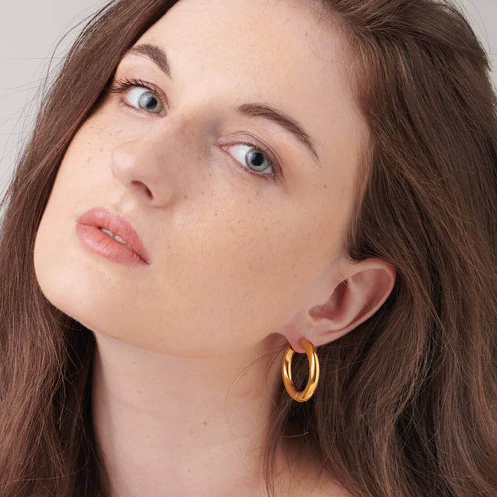 Classic Round Hoop Earrings : PM-EARRINGS-054-B