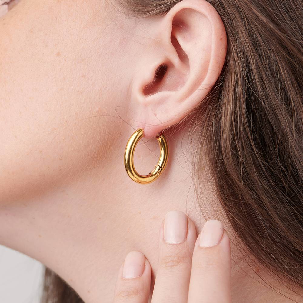 Oval Shape Hoop Earrings : PM-EARRINGS-056