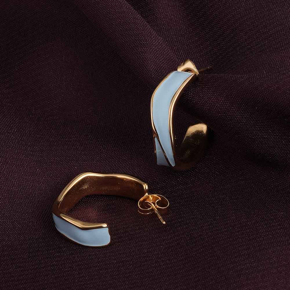 Blue Round Hoop Earrings For Womens Waterproof & Anti-Tarnish : PM-EARRINGS-065