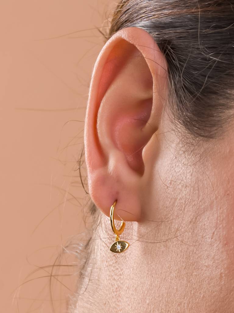 Tiny Iris Star Hoop Earrings : PM-EARRINGS-072-G