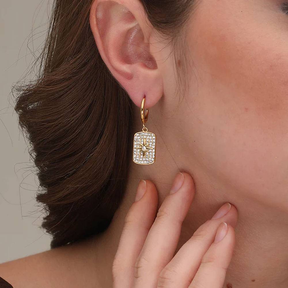 Stones Sparkle Dangle Earrings : PM-EARRINGS-076