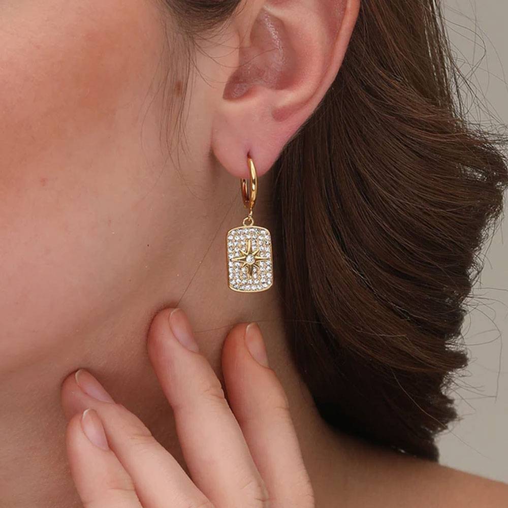 Stones Sparkle Dangle Earrings : PM-EARRINGS-076