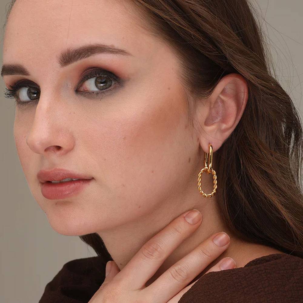 Double Rings Hoop Earrings : PM-EARRINGS-084