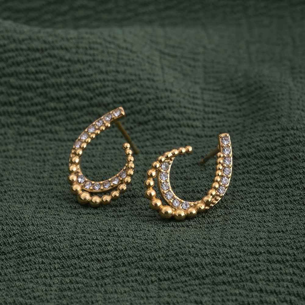 Almond Stones Stud Earrings : PM-EARRINGS-086