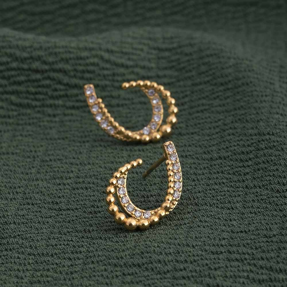 Almond Stones Stud Earrings : PM-EARRINGS-086