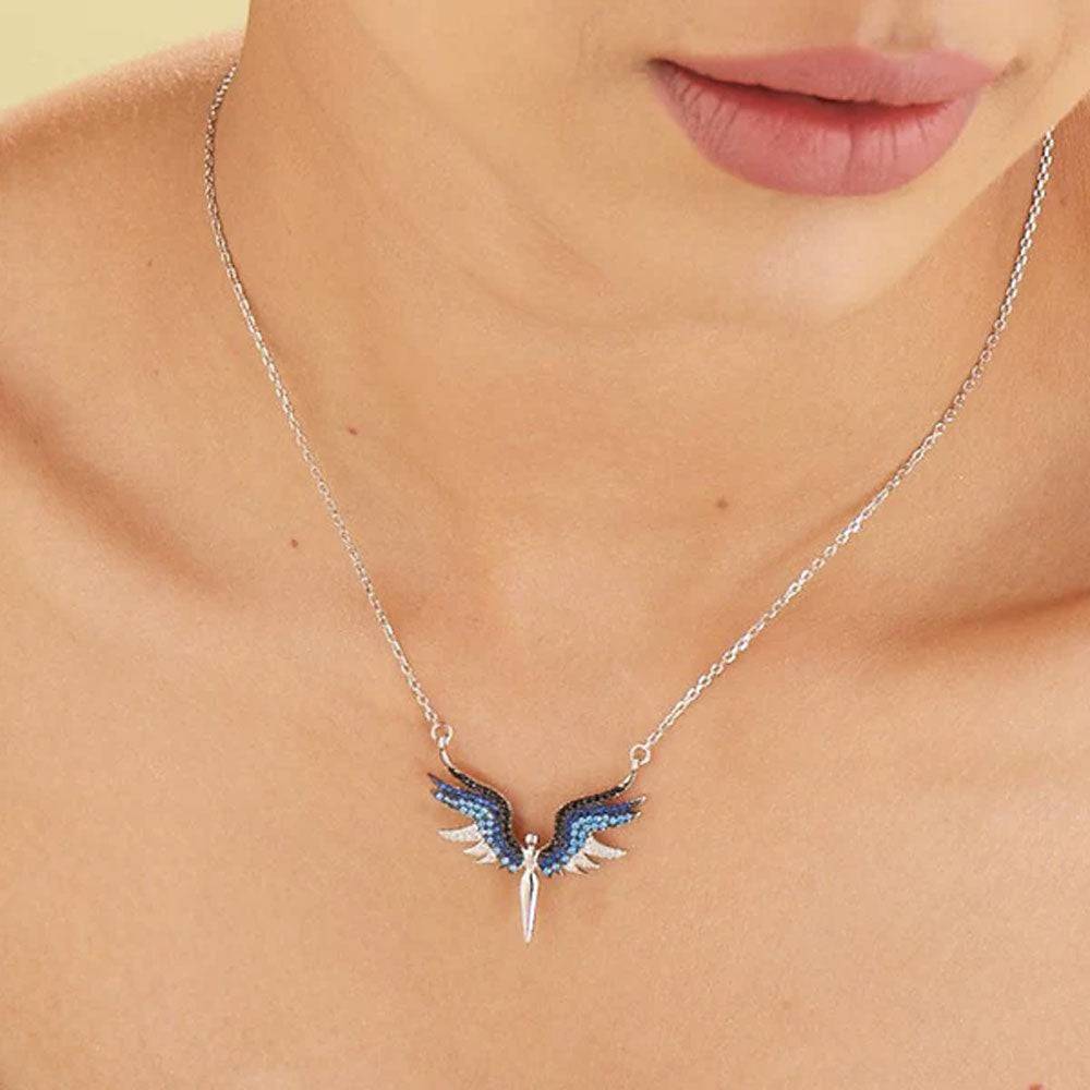 925 Sterling Silver Angel Wings Necklace : PM-NECKLACE-001