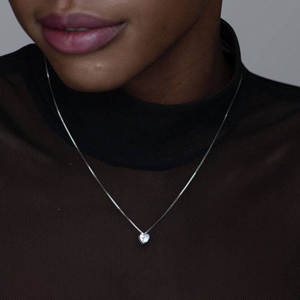 Heart Solitaire Necklace- 925 Silver : PM-NECKLACE-002
