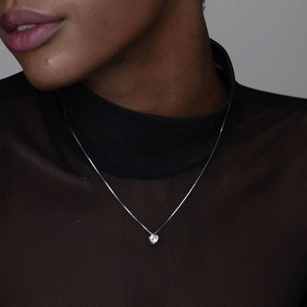 Heart Solitaire Necklace- 925 Silver : PM-NECKLACE-002