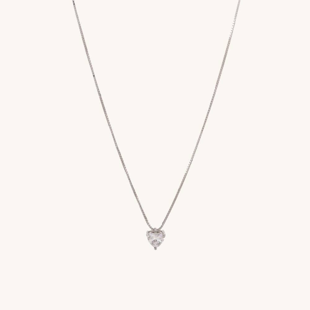 Heart Solitaire Necklace- 925 Silver : PM-NECKLACE-002