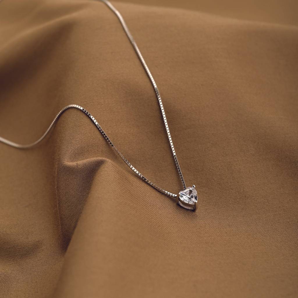 Heart Solitaire Necklace- 925 Silver : PM-NECKLACE-002