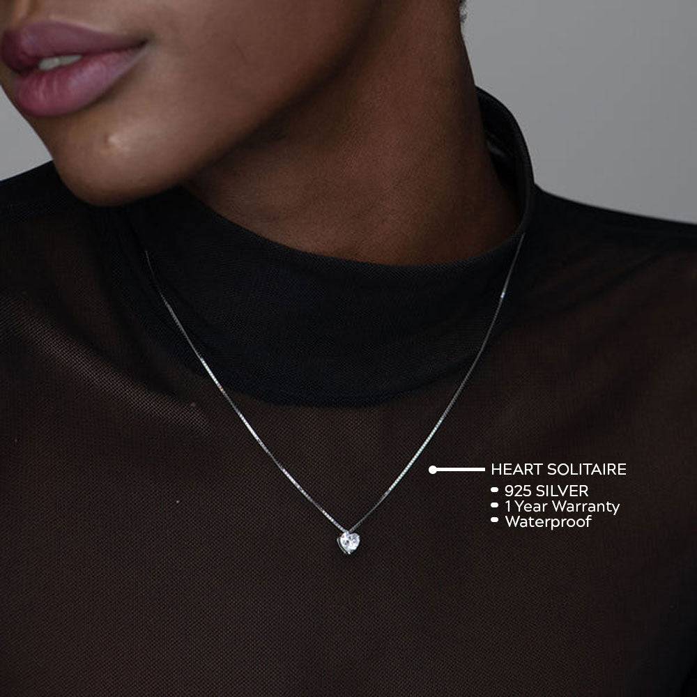 Heart Solitaire Necklace- 925 Silver : PM-NECKLACE-002
