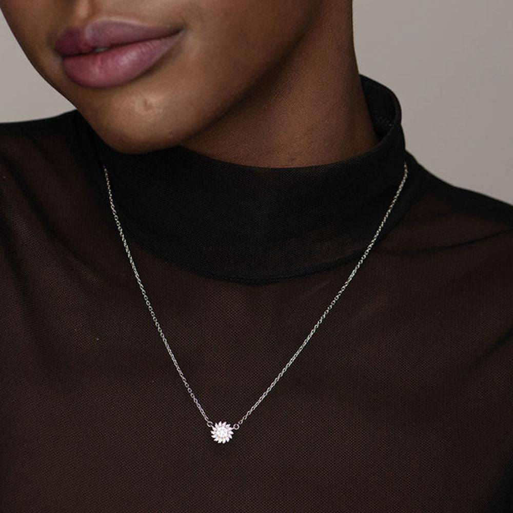 Blooming Flower Necklace- 925 Silver Hallmarked : PM-NECKLACE-005