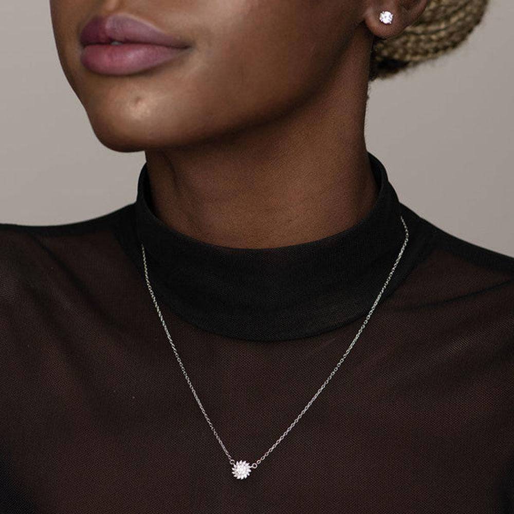 Blooming Flower Necklace- 925 Silver Hallmarked : PM-NECKLACE-005