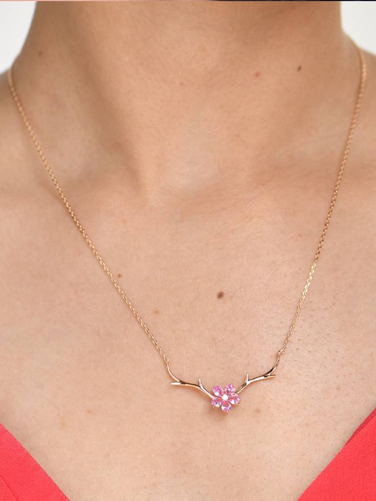 925 Sterling Silver Gold-Plated Handcrafted Necklace : PM-NECKLACE-009