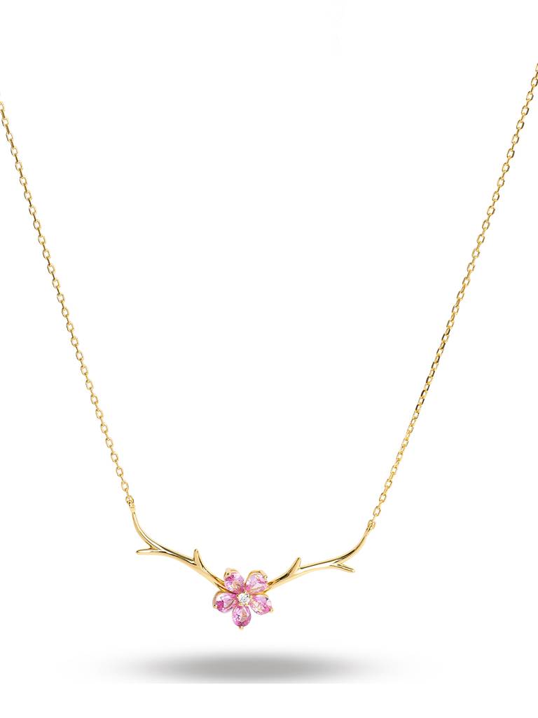 925 Sterling Silver Gold-Plated Handcrafted Necklace : PM-NECKLACE-009