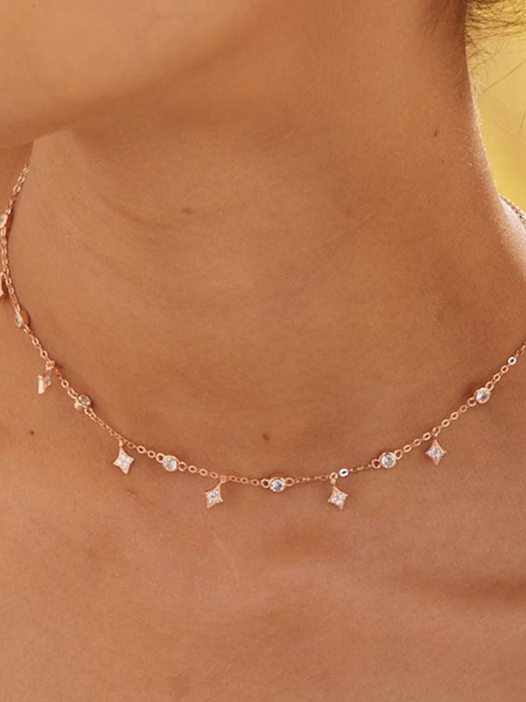925 Sterling Silver Rose Gold-Plated Necklace : PM-NECKLACE-018
