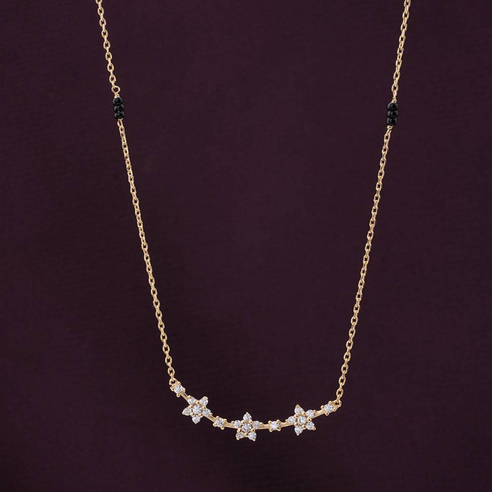 Palmonas 925 Sterling Silver Ahana Diamond Mangalsutra | Bis Hallmarked | 18K Gold Vermeil For Womens : PM-NECKLACE-031