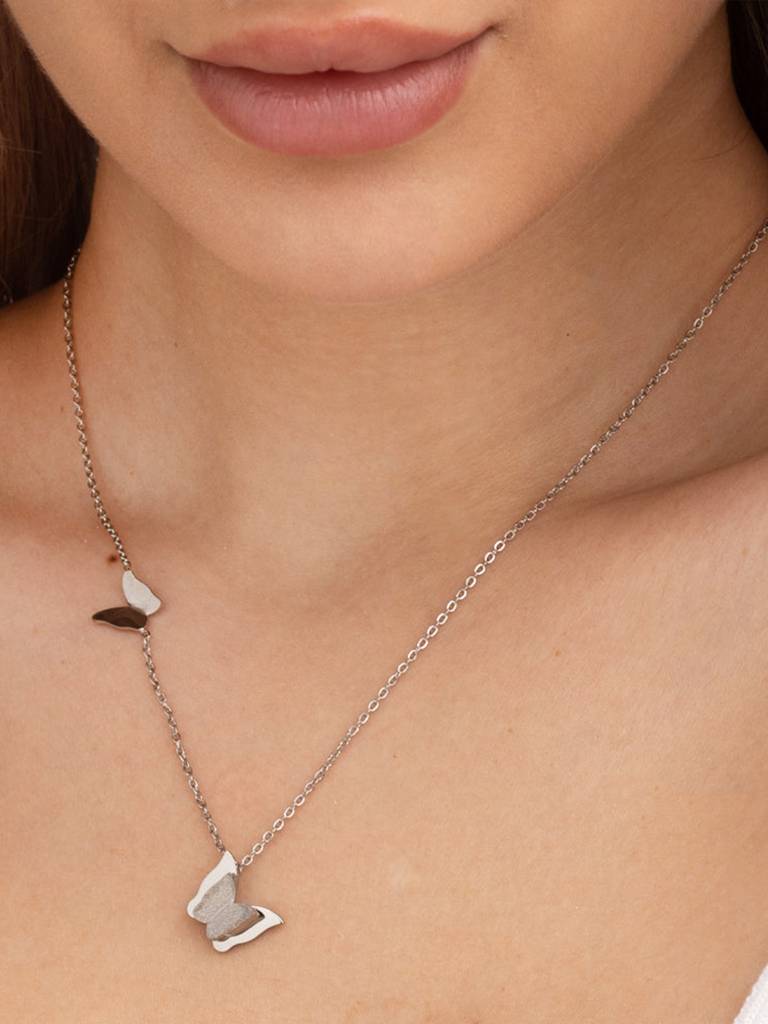 Silver Silver-Plated Necklace : PM-NECKLACE-042