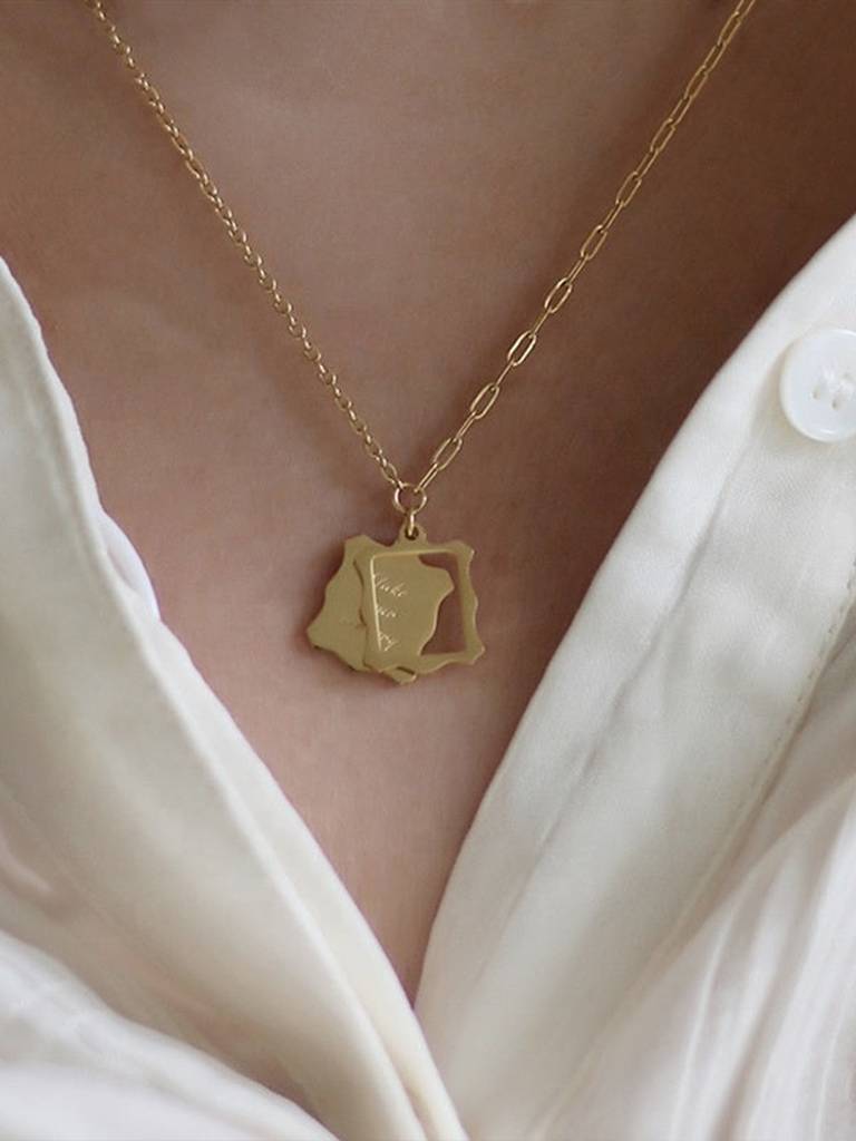 Women Frame Letter Necklace- 18K Gold Plated : PM-NECKLACE-043