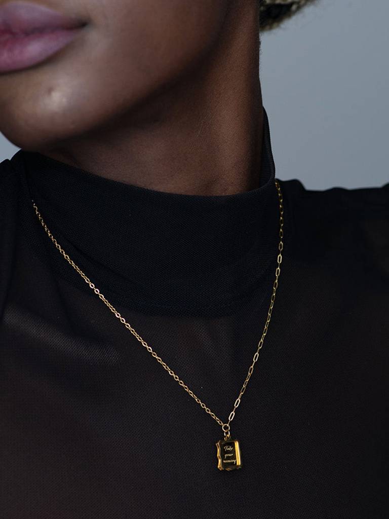 Women Frame Letter Necklace- 18K Gold Plated : PM-NECKLACE-043