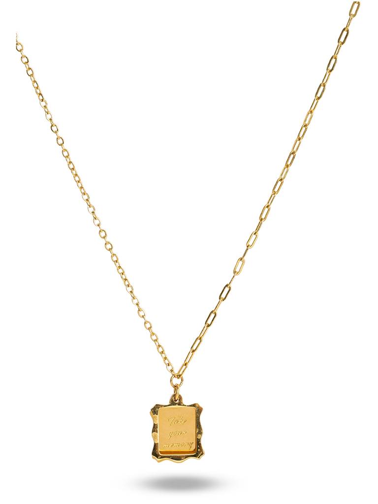 Women Frame Letter Necklace- 18K Gold Plated : PM-NECKLACE-043