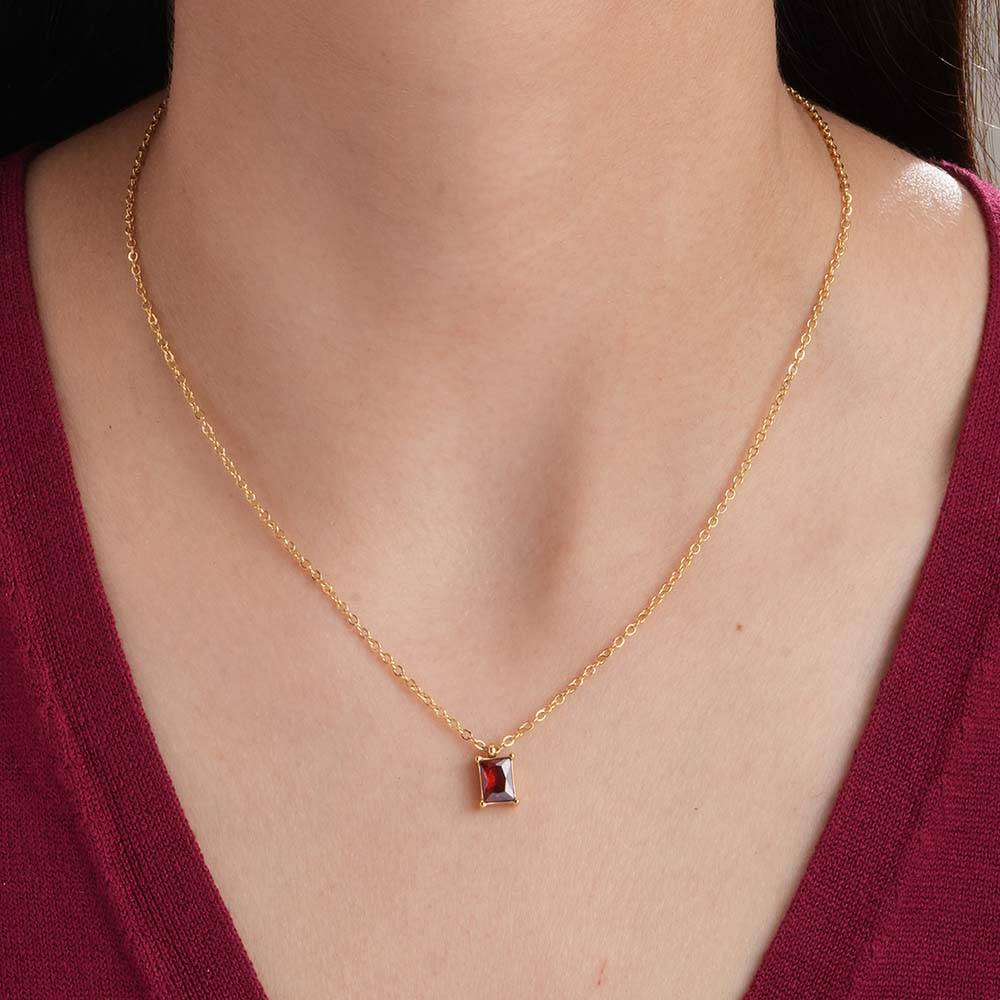 Red Garnet Necklace For Womens Waterproof & Anti-Tarnish : PM-NECKLACE-052