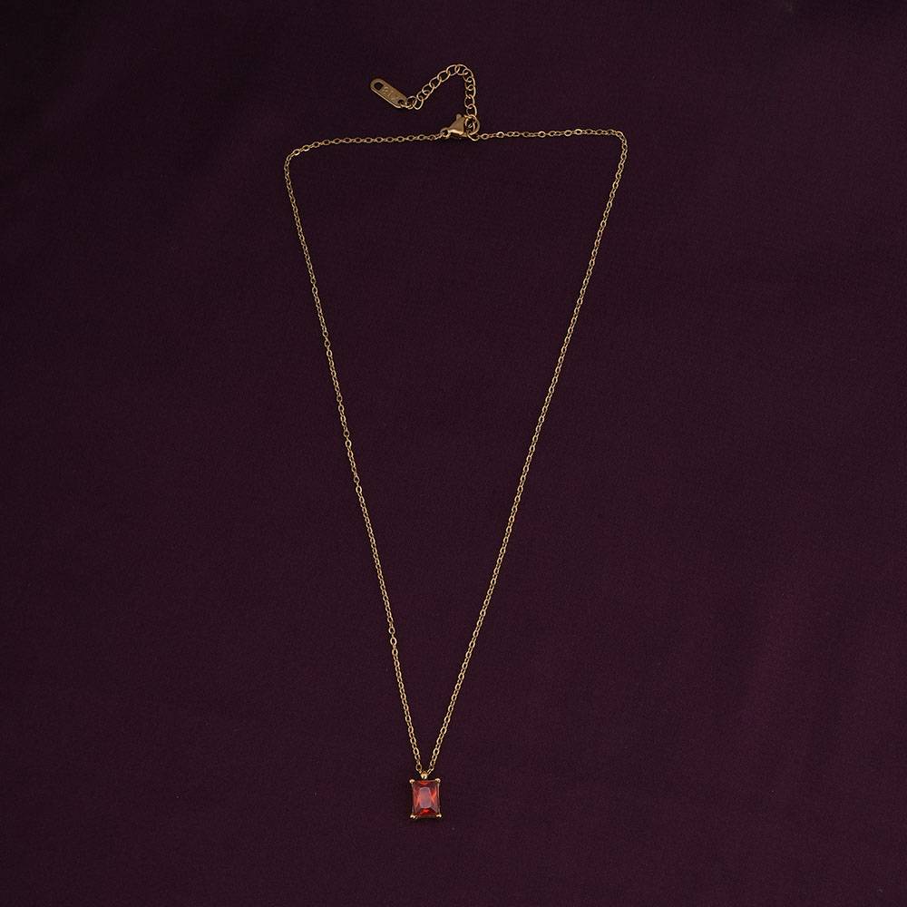 Red Garnet Necklace For Womens Waterproof & Anti-Tarnish : PM-NECKLACE-052