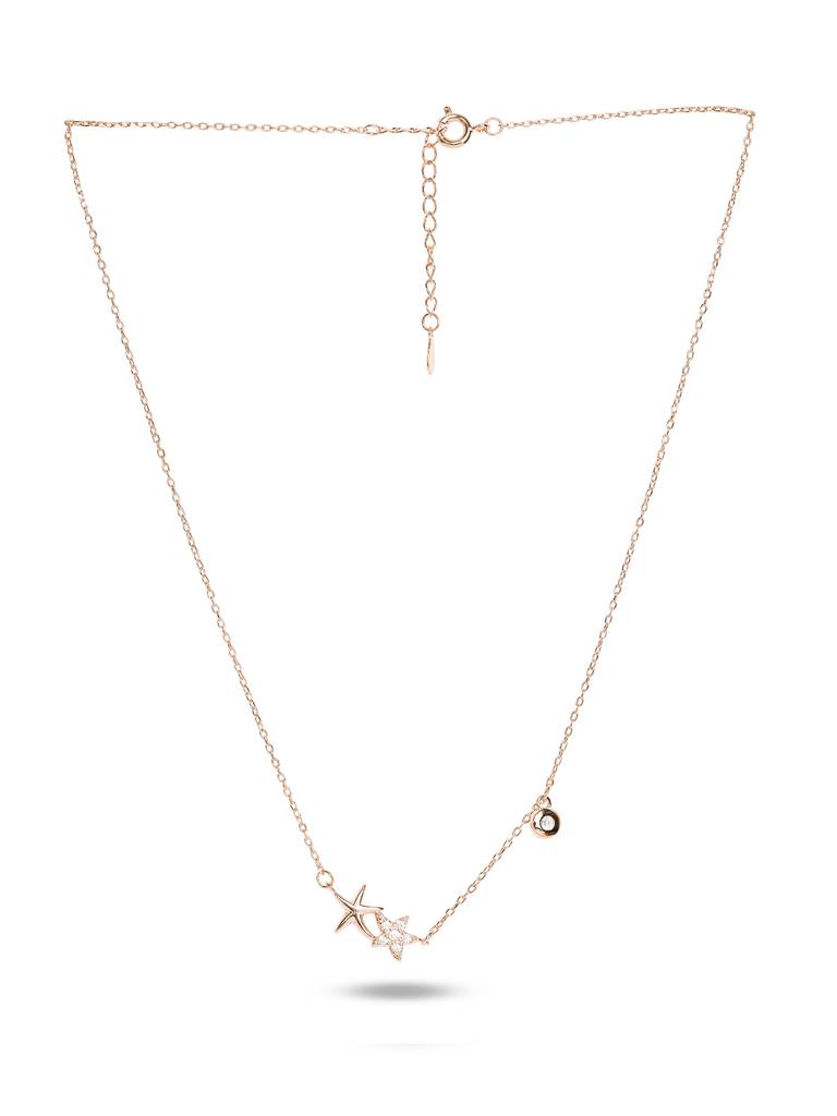 Rose Gold White Silver 18K Rose Gold-Plated Necklace : PM-NECKLACE-062