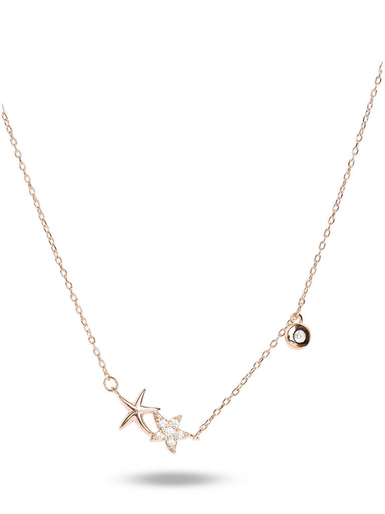 Rose Gold White Silver 18K Rose Gold-Plated Necklace : PM-NECKLACE-062