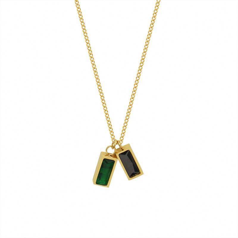 Black Green Stone Necklace : PM-NECKLACE-067