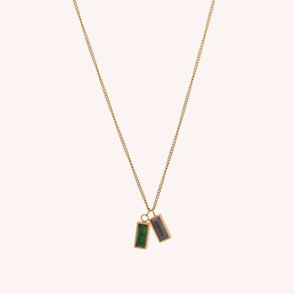 Black Green Stone Necklace : PM-NECKLACE-067