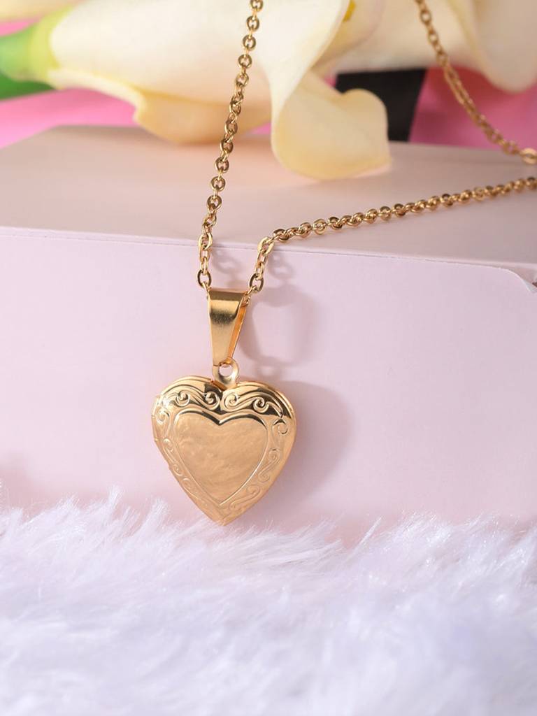 925 Sterling Silver Heart Locket Necklace : PM-NECKLACE-088