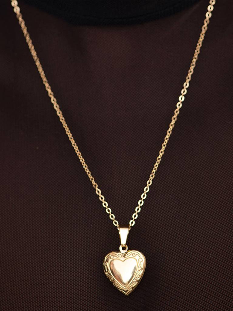 925 Sterling Silver Heart Locket Necklace : PM-NECKLACE-088