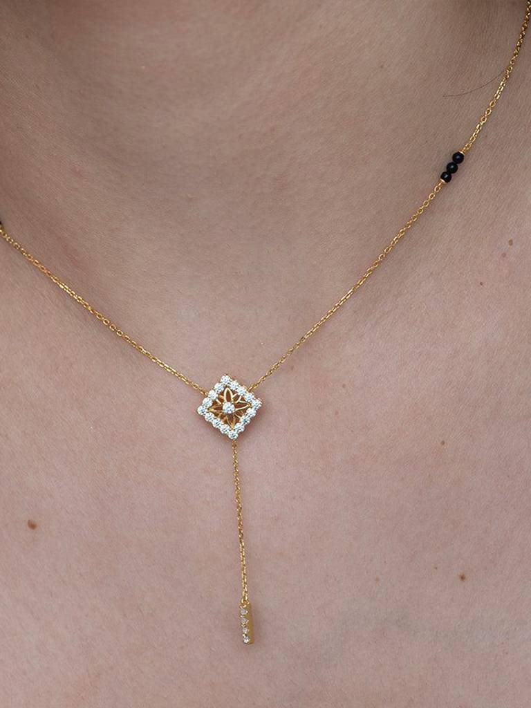 Sterling Silver Anika Diamond Mangalsutra Necklace : PM-NECKLACE-093