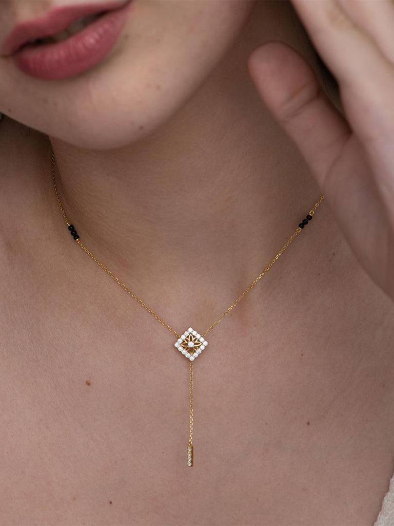 Sterling Silver Anika Diamond Mangalsutra Necklace : PM-NECKLACE-093