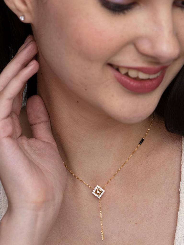 Sterling Silver Anika Diamond Mangalsutra Necklace : PM-NECKLACE-093