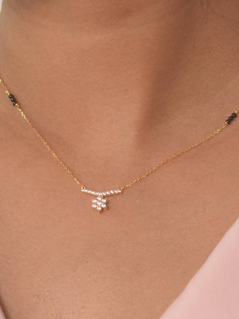 925 Sterling Silver Dakshyani Diamond Mangalsutra : PM-NECKLACE-095