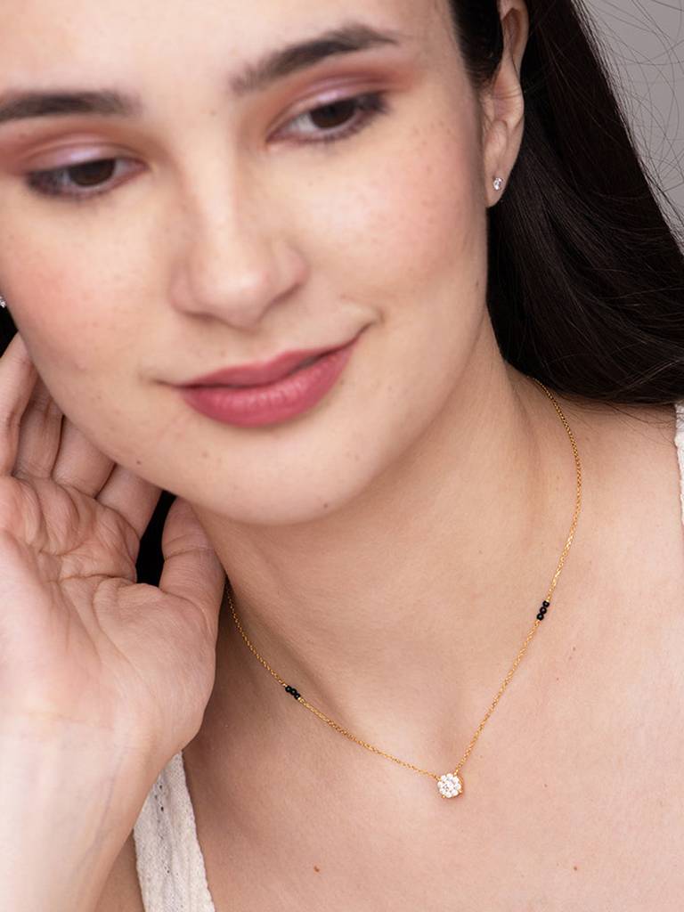Diamond Accent Sterling Silver Mangalsutra Necklace : PM-NECKLACE-097