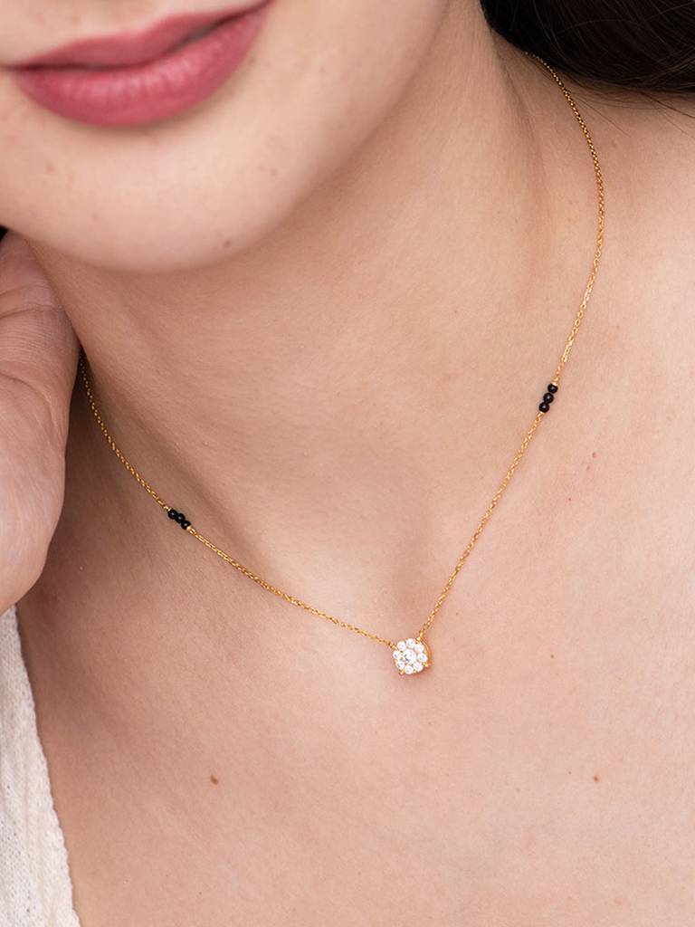 Diamond Accent Sterling Silver Mangalsutra Necklace : PM-NECKLACE-097