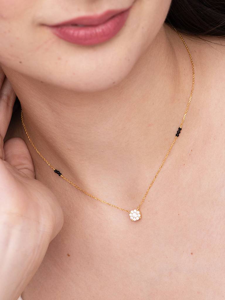 Diamond Accent Sterling Silver Mangalsutra Necklace : PM-NECKLACE-097