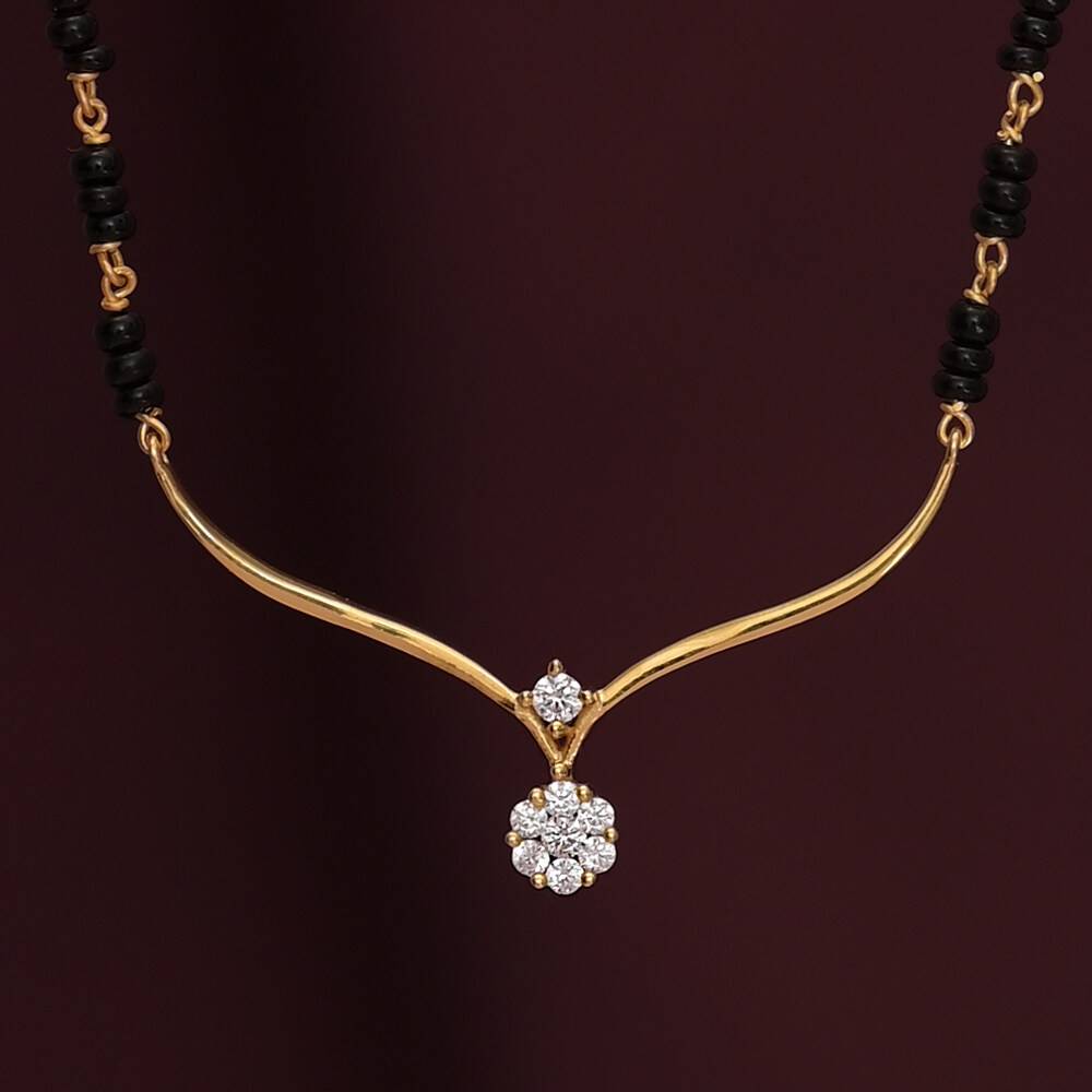 Palmonas 925 Sterling Silver Niyati Diamond Mangalsutra | Bis Hallmarked | 18K Gold Vermeil For Womens : PM-NECKLACE-106