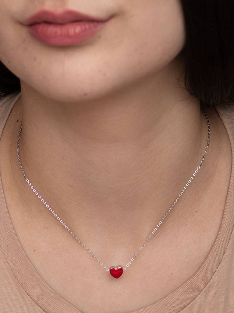 925 Sterling Silver Red 18K Gold-Plated Handcrafted Necklace : PM-NECKLACE-148