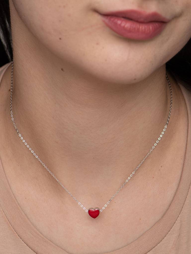 925 Sterling Silver Red 18K Gold-Plated Handcrafted Necklace : PM-NECKLACE-148
