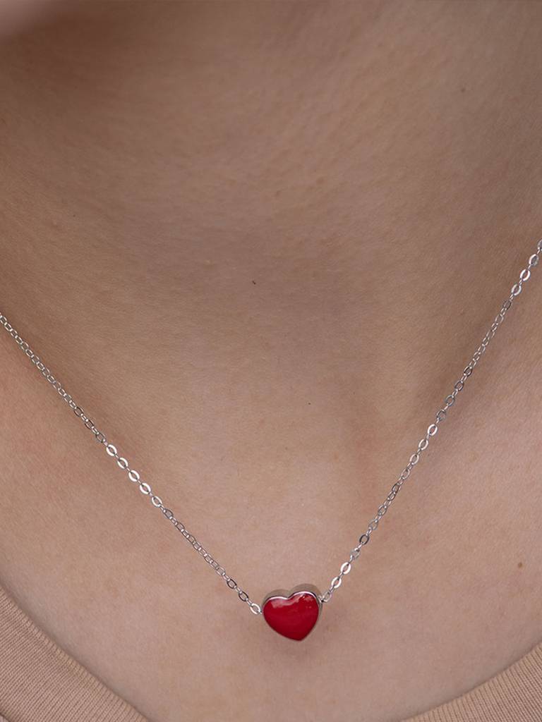 925 Sterling Silver Red 18K Gold-Plated Handcrafted Necklace : PM-NECKLACE-148