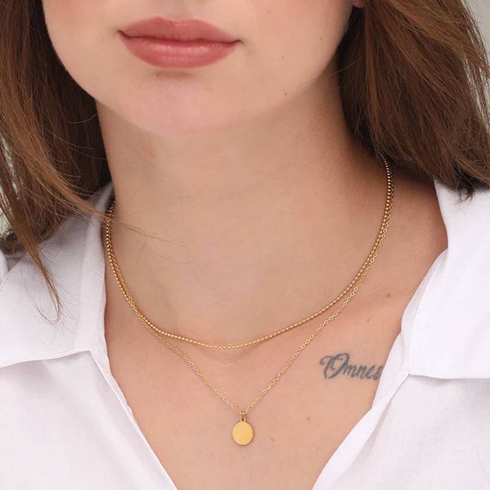 Little Round Two Layer Necklace : PM-NECKLACE-165