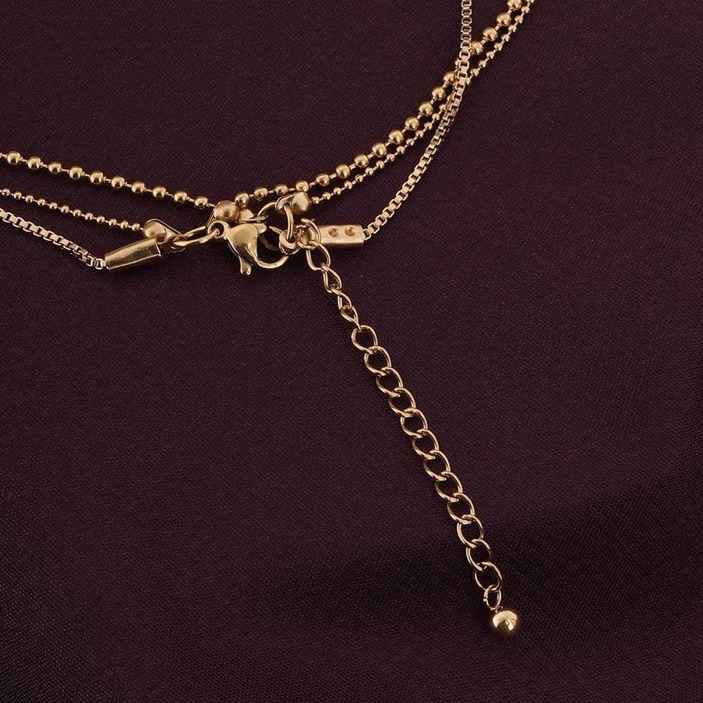Round Belle Three Layer Necklace For Womens Waterproof & Anti-Tarnish : PM-NECKLACE-166