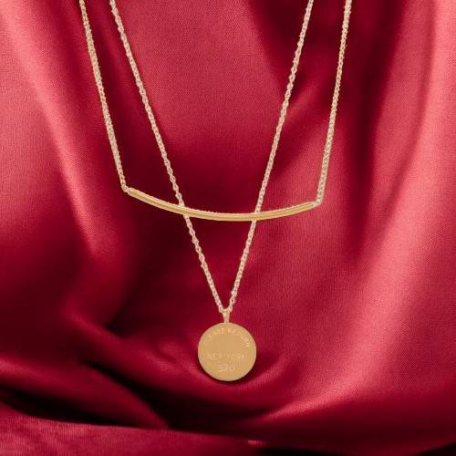 Round Line Two Layer Necklace For Womens Waterproof & Anti-Tarnish : PM-NECKLACE-167