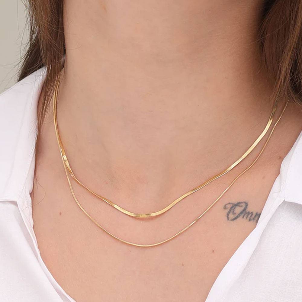 Plain Chain Two Layer Necklace : PM-NECKLACE-170
