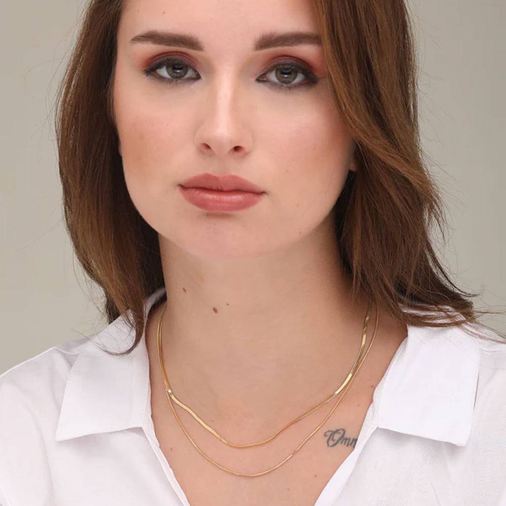 Plain Chain Two Layer Necklace : PM-NECKLACE-170