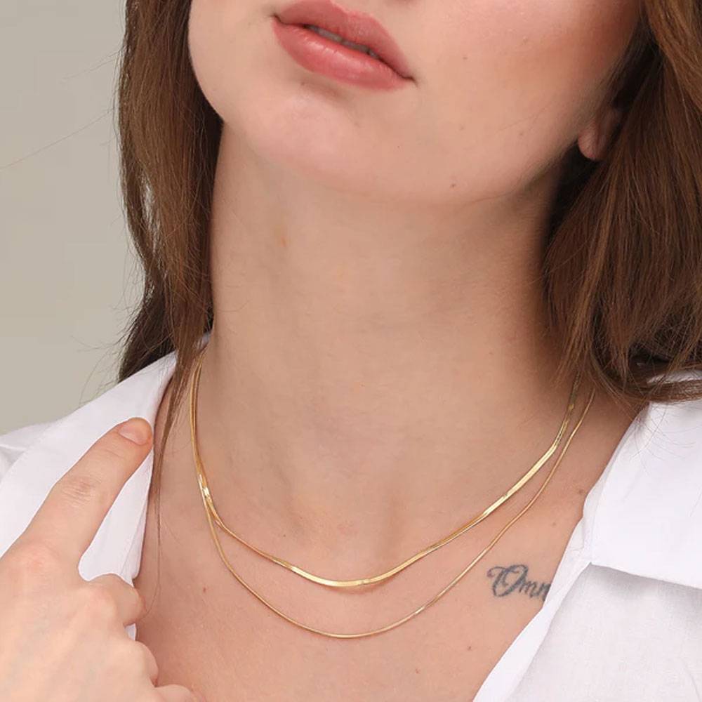Plain Chain Two Layer Necklace : PM-NECKLACE-170